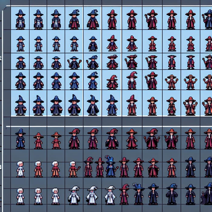 Pixel Art Magus Characters Sprite Sheet | Diverse and Unique Designs