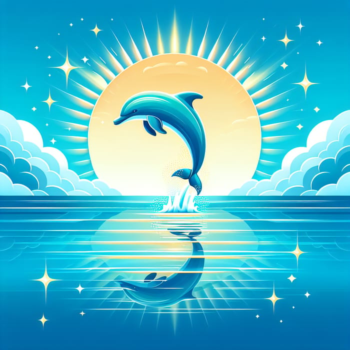 Graceful Dolphin Leaping in Blue Ocean Water
