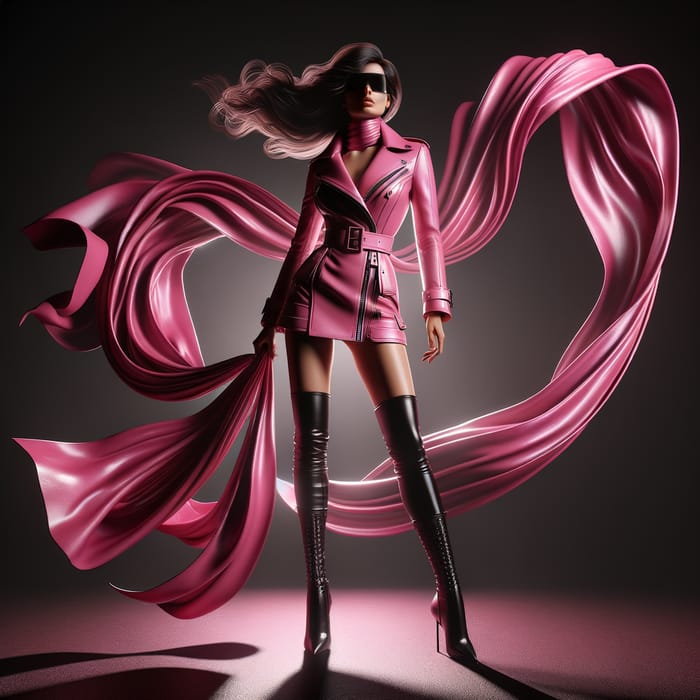 Dramatic Femme Fatale in Pink Latex Fashion