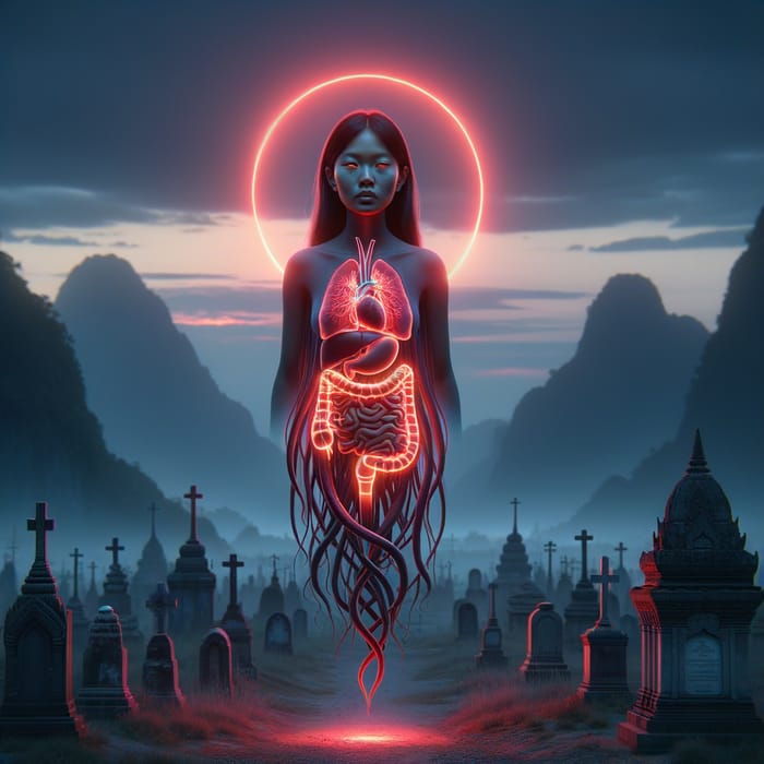 Twilight Nocturnal Female Spirit Artwork - Ethereal Asian Gluttony