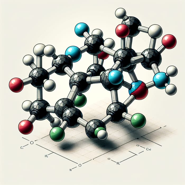Detailed Hydroxychloroquine Molecule Visualized