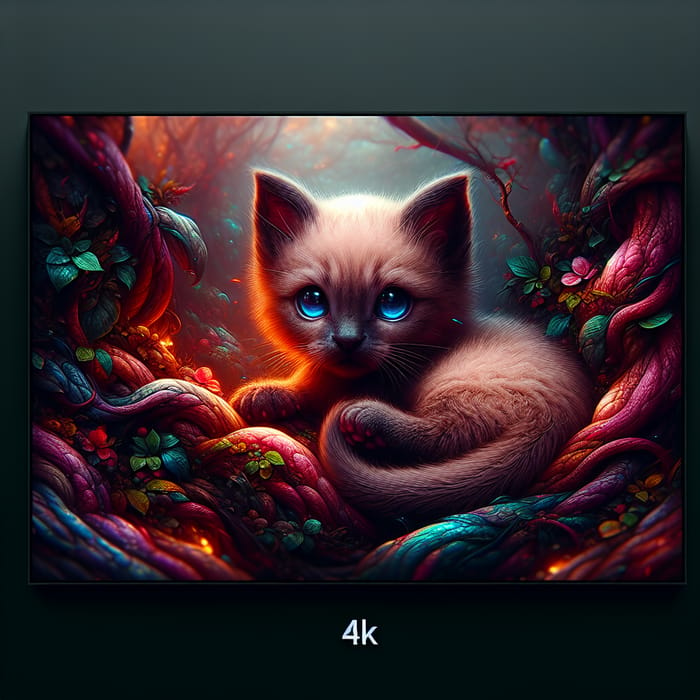 Young Siamese Cat Fantasy Art, Deep Color, 4K Resolution