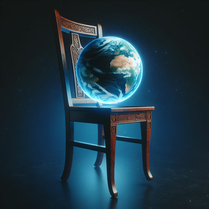 Earth Balancing on Mahogany Chair - Captivating Image