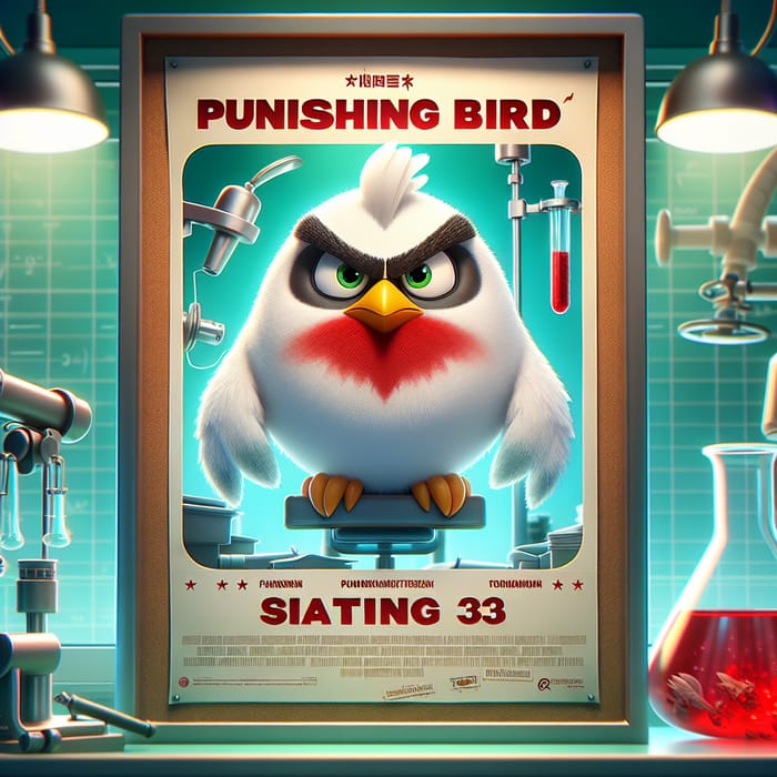 Punishing Bird Movie Poster Unique White Bird In Laboratory AI Art punishing-bird-movie-poster-unique-white-bird-in-laboratory-ai-art