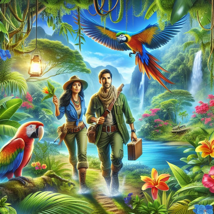 Vibrant Tropical Jungle Adventure Scene