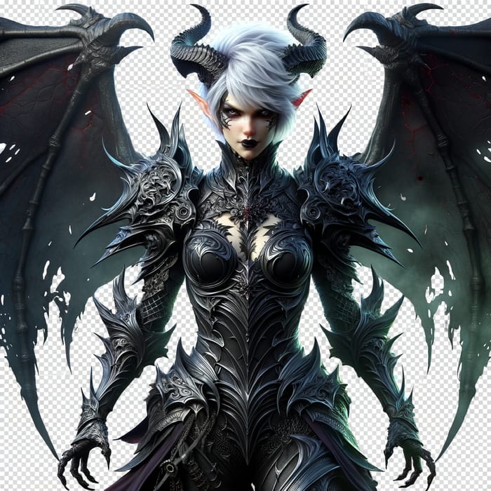 Powerful Demoness in Dark Armor | Fantasy Art for DND Enthusiasts