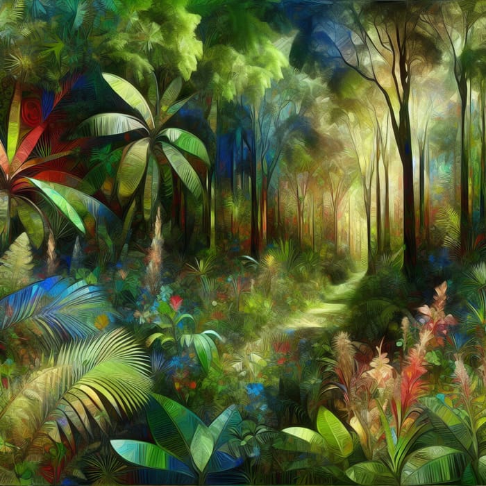 Vibrant Rainforest Abstract Interpretation