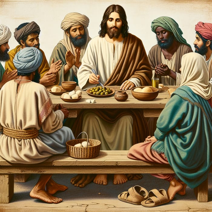 Unity and Compassion: Jesus Sharing Meal with the Poor