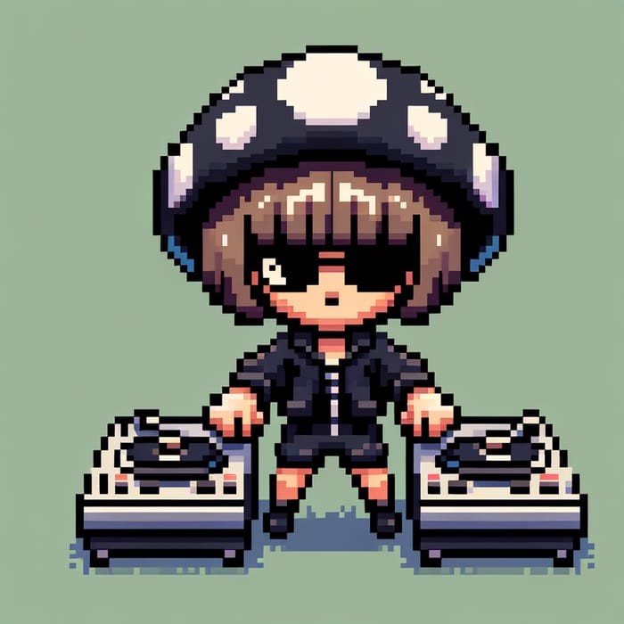 8-Bit DJ with Mushroom Hair | Pixel Art Sprite