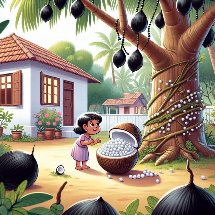 Intriguing Backyard Scene with Black Coconut Tree and Pearls
