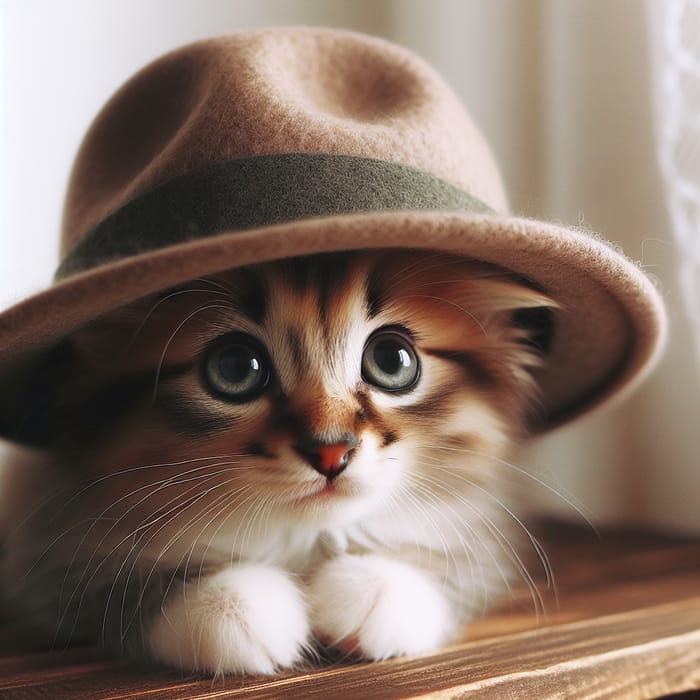 Charming Cat in a Hat - Stylish Feline Fashion