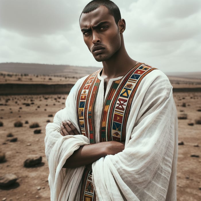 Ethiopian Man Without Government: Colorful Traditional Attire