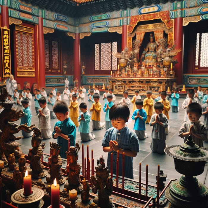 Ancient Chinese Imperial Palace Ritual with Young Boys and Girls