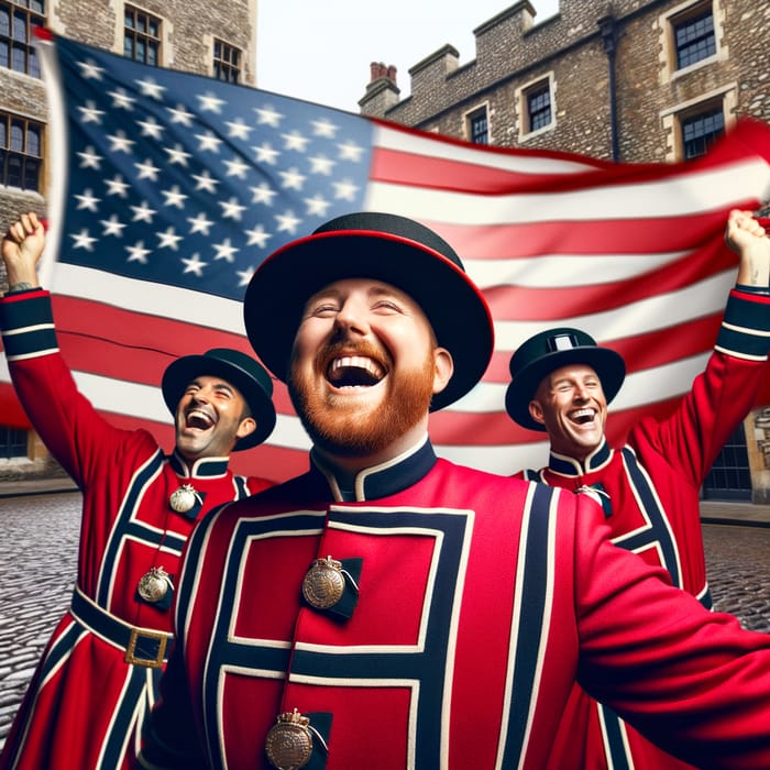 British Beefeaters Celebrate American Flag | Historic Stone Setting
