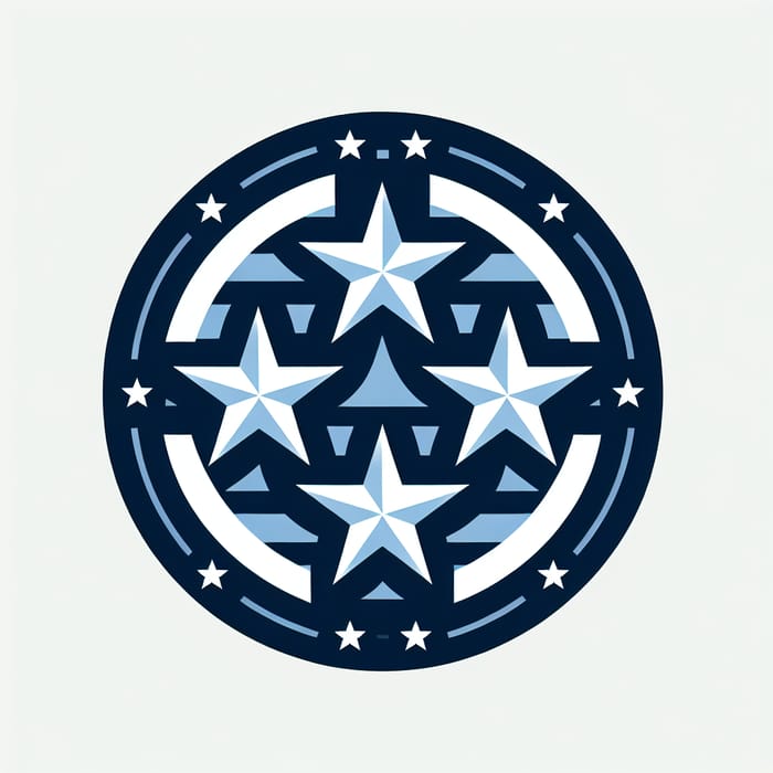 Bright White Stars Logo Design in Blue Circle