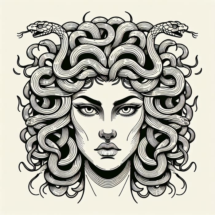 Gorgona Line Art - Mythological Design