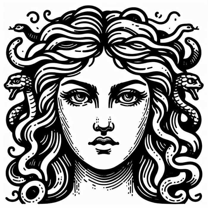 Gorgona Line Art | One Eye Greek Mythology Illustration