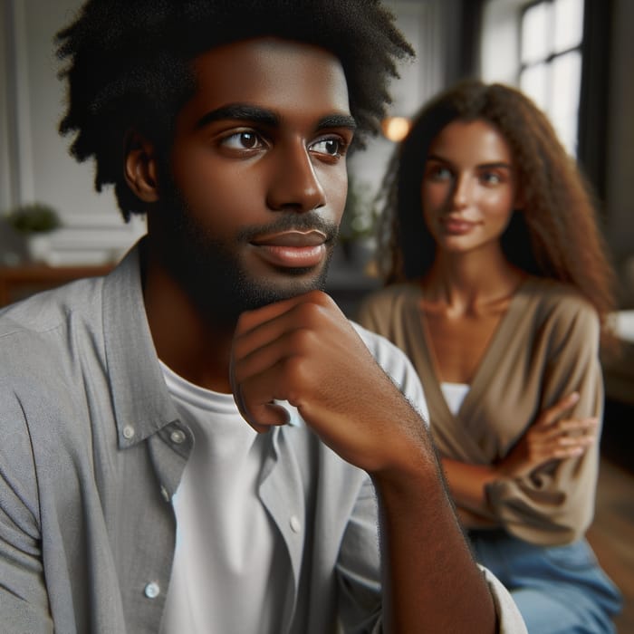 Black Man and Black Woman in Relaxed Modern Setting