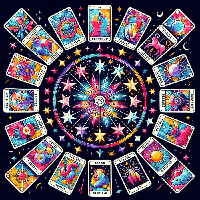 Bright Celestial Harmony: Zodiac Signs and Tarot Cards