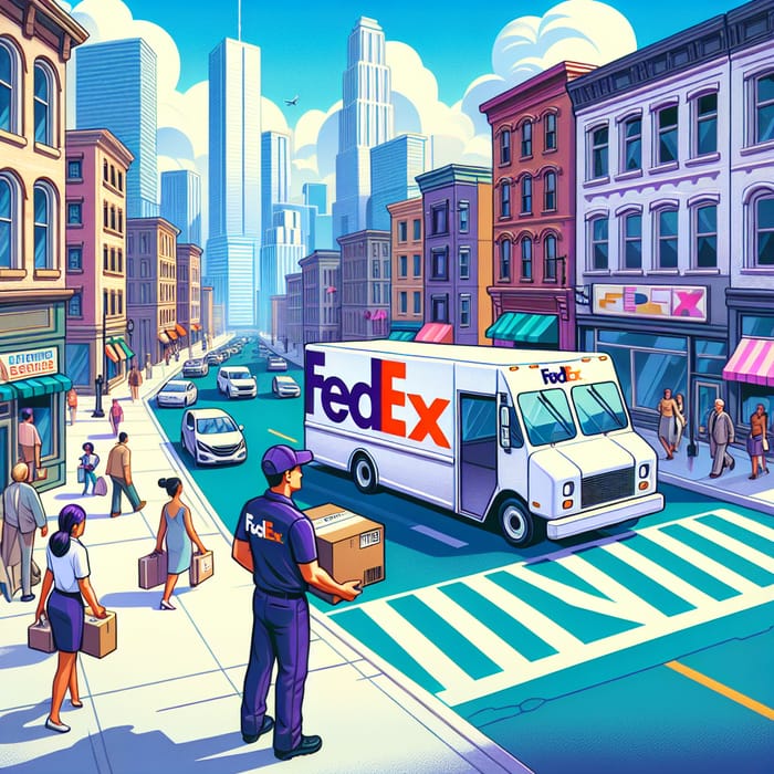 FedEx Delivery Truck in Bustling City | Fast Shipping