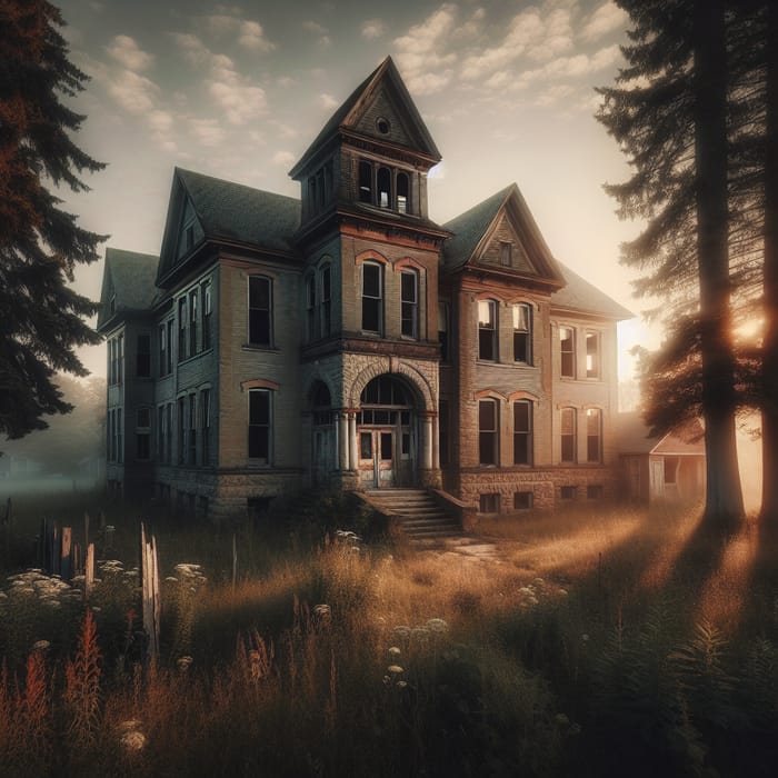 Early Morning Scene at Abandoned School: A Haunting Beauty