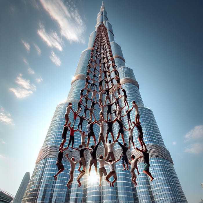 Tallest Building in the World and Tower of Stacked People - Incredible Scene