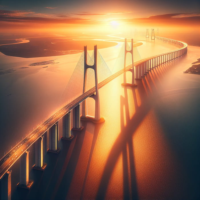 World's Longest Bridge over Huangpu River: Aerial Masterpiece