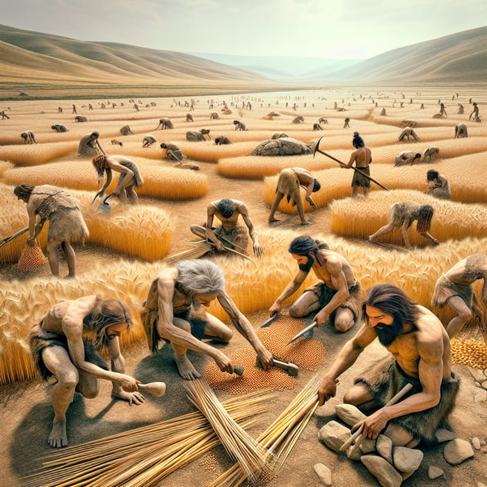 10,000 Years Ago: Ancient Cereal Cultivation Scene at Göbekli Tepe