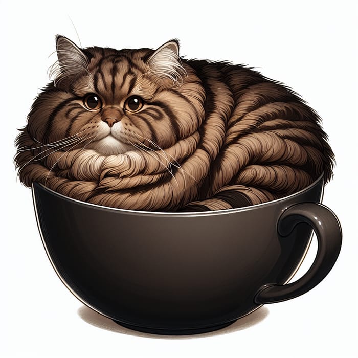 Big Fat Cat in Cup - Cozy Feline Image