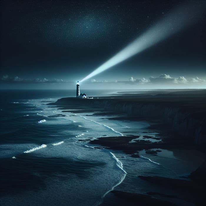 Majestic Seaside Lighthouse at Night