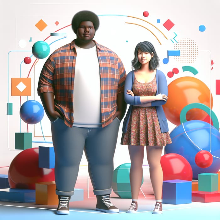 Diverse Teens Standing Together in Vibrant 3D Graphic