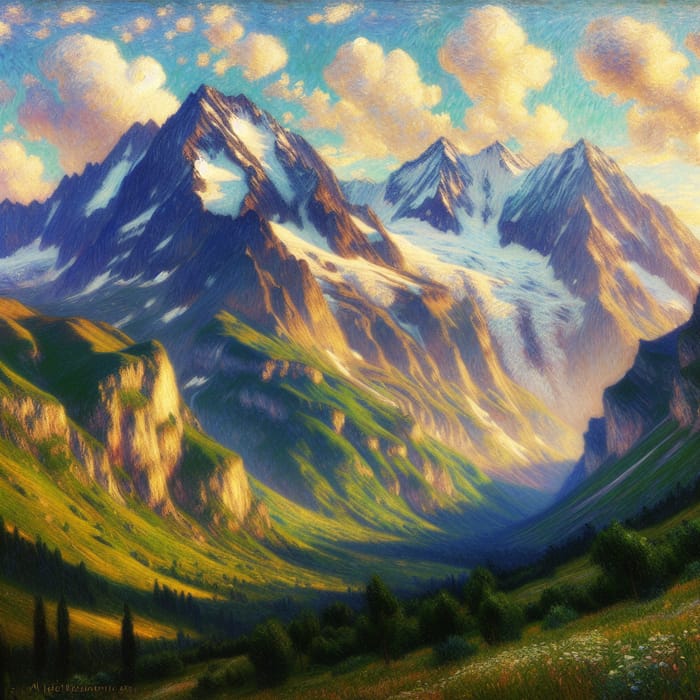 Impressionist Mountainscape Art - Claude Monet Style