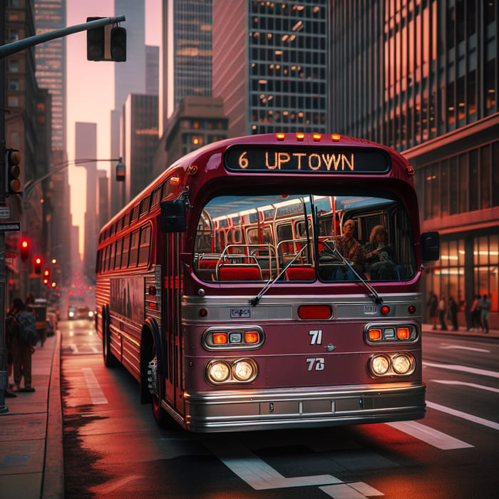 Urban Bus in Vibrant City Setting