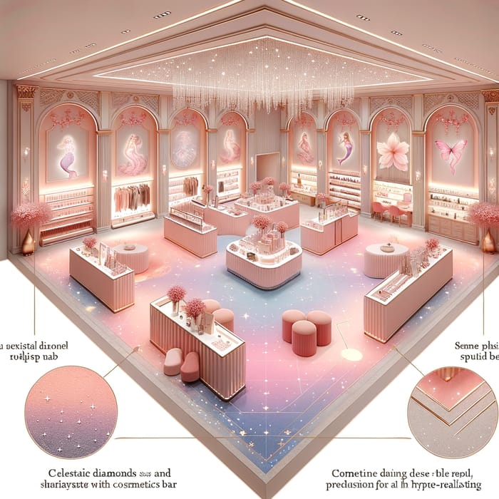Luxurious Mermaid-Inspired Clothing Store with Peach-Pink Ombre Effect