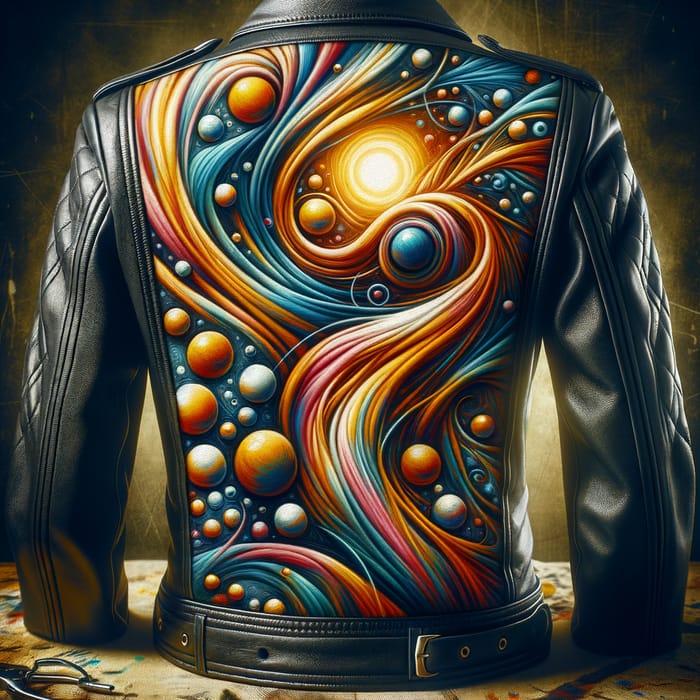 Unique Avant-Garde Leather Jacket Painted with Vibrant Colors