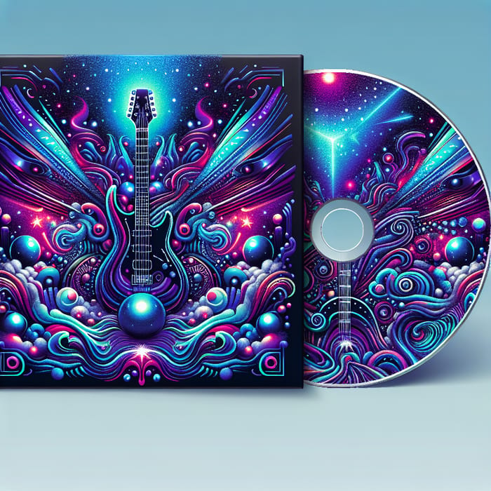Neon Blue & Purple Retro Style Album Cover Design