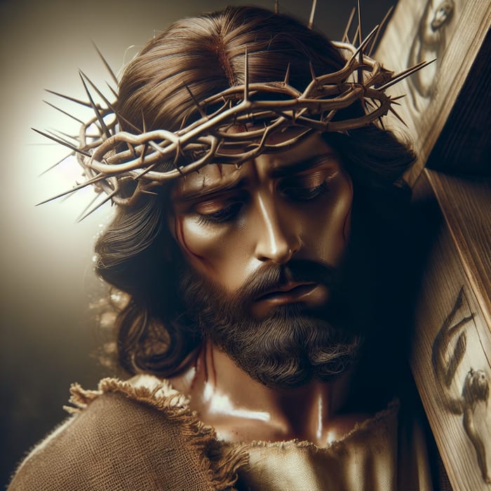 Jesus Christ Crown Thorns Carrying Cross