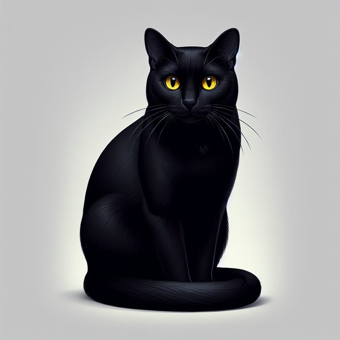 Elegant Black Cat with Bright Yellow Eyes