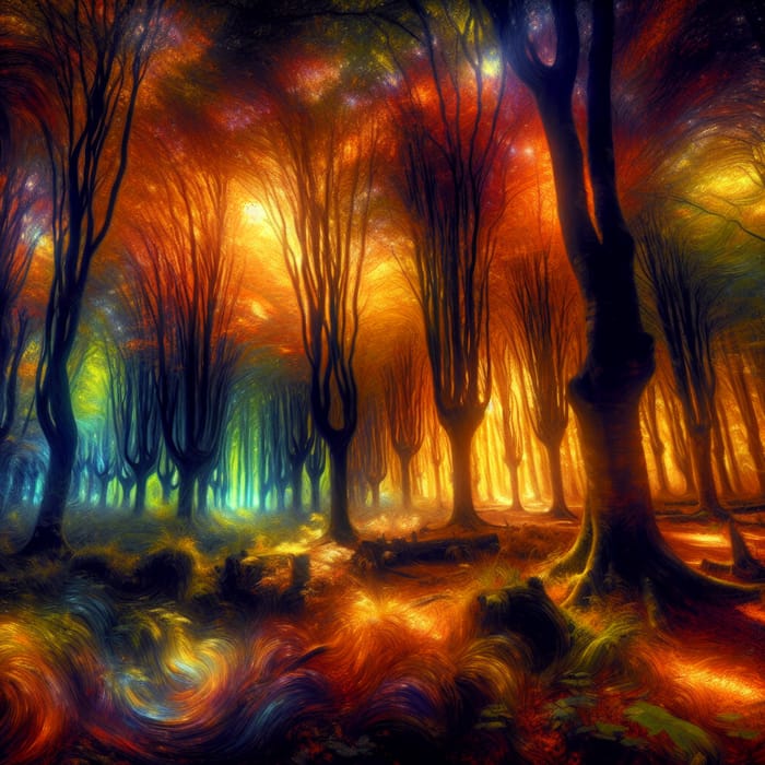 Mystical Autumn Forest Painting | Enchanting Scene