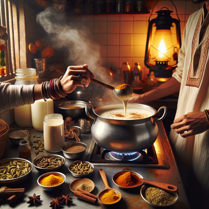 Indian Kitchen Masala Milk Recipe | Traditional Spiced Milk Making