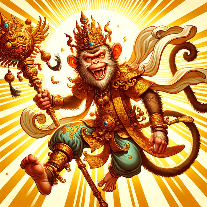 Sun Wukong Art - Legendary Monkey King in Golden Sunlight