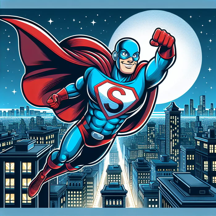 Superhero Flying Over City | Action-Packed Illustration