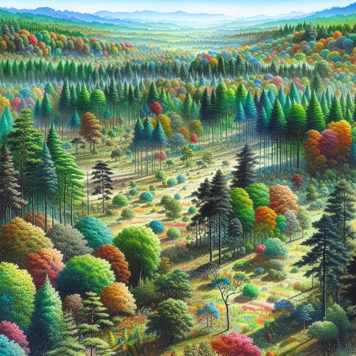 Vivid Watercolor Forest: A Nature's Masterpiece