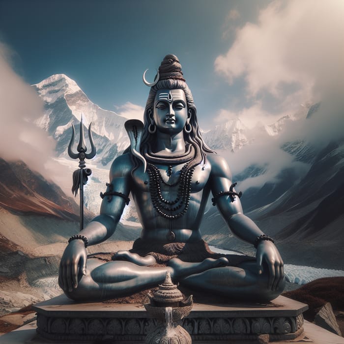 Meditating Shiva in Himalayan Mountains: Divine Tranquility