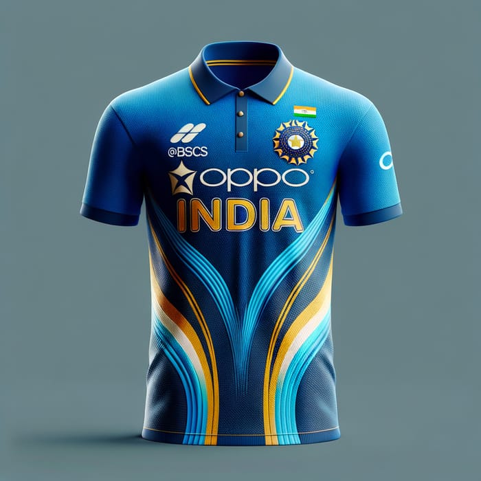 Indian Cricket Jersey | BCCI Logo, Blue & Gold Design