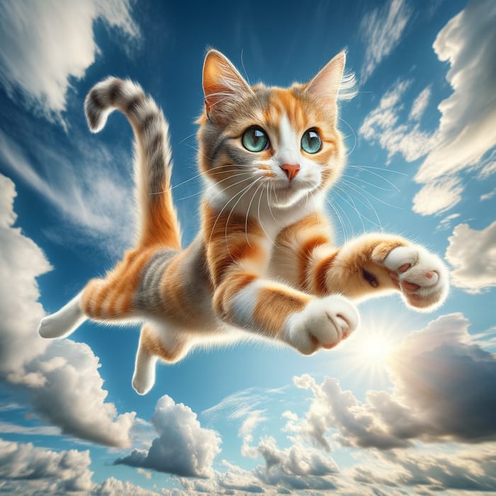Jumping Cat in Mid-Air | Beautiful Orange and White Fur