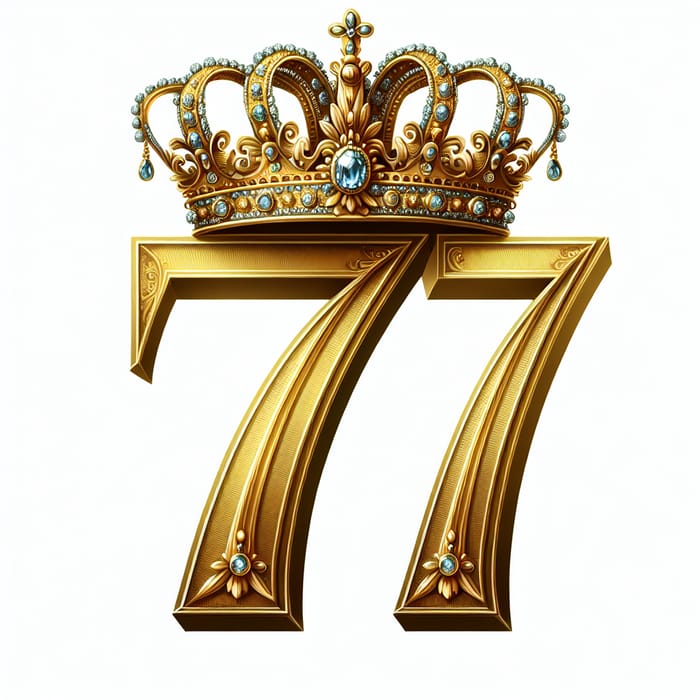 Royal Jewel Crown Number 77 in Golden Color
