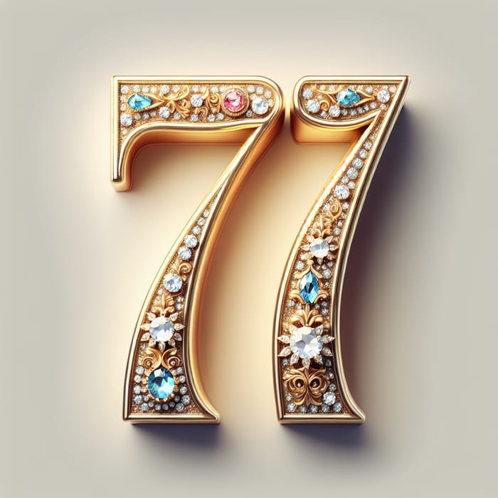 Crown Jeweled Number 77 - Golden Elegance & Jewels