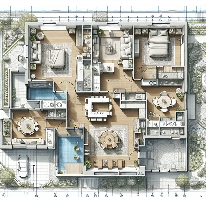 Architectural Vector Image of Spacious Two-Bedroom Apartment Floor Plan
