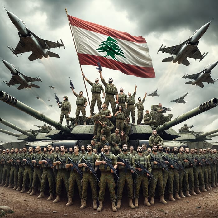 Lebanese Soldiers Unite Under Flag with Tanks and Jets